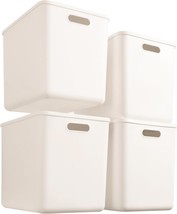 4 Pack Large Plastic White Storage Bins Baskets, Toy Box Chest With, Clo... - $94.99