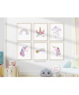 Set of 6 Unicorn Wall Art, Unicorn Nursery Prints, Unicorn Decoration | Digital - £11.74 GBP