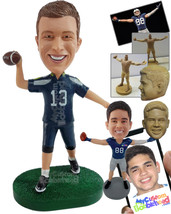 Personalized Bobblehead Football Player About To Throw His Football In Full Spee - £71.55 GBP
