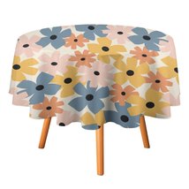 Mondxflaur Floral Spring Tablecloth Round Kitchen Dining for Table Decor... - £12.75 GBP+