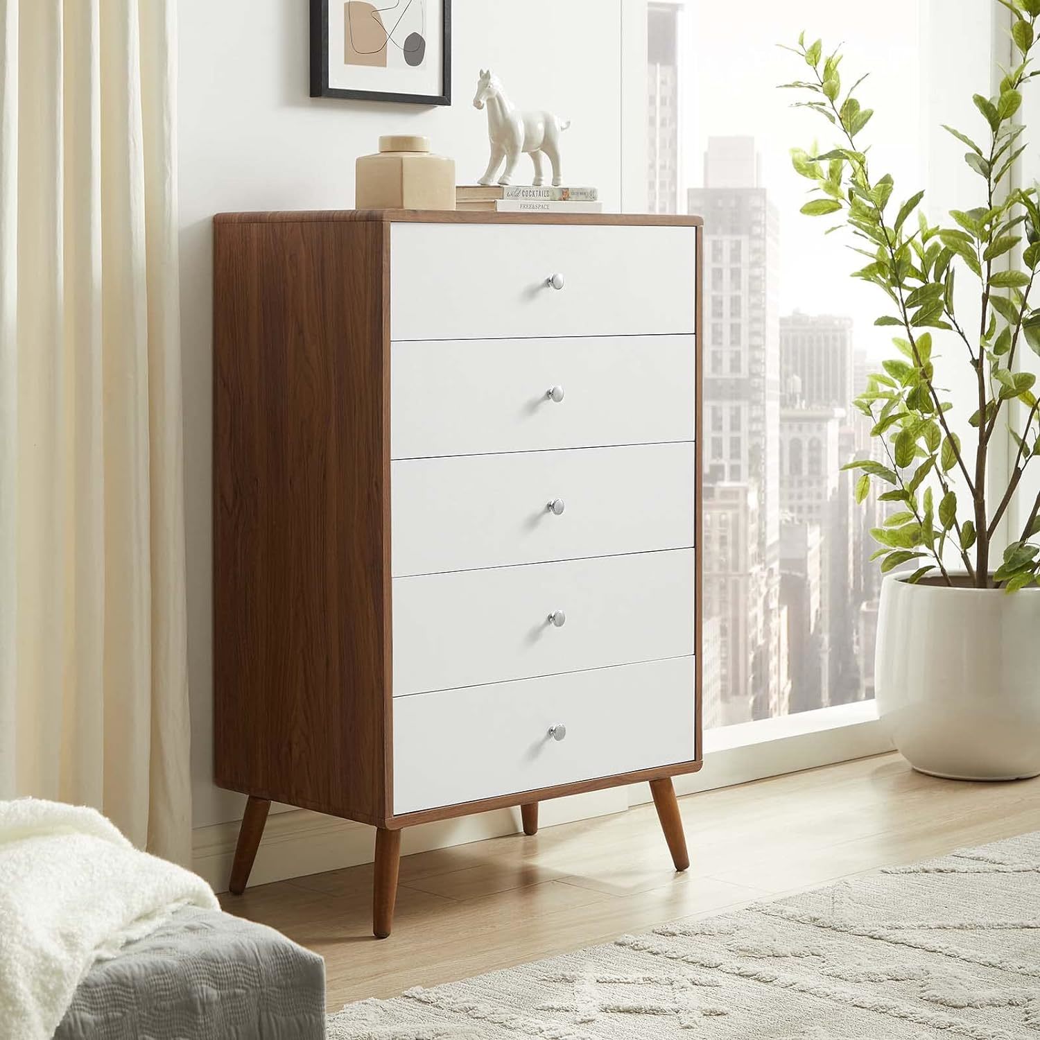 Primary image for 5-Drawer Wood Chest In Walnut White By Modway Transmit.