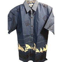 Malihini Hawaii Men’s L Blue Short Sleeve Button Down Hawaiian Shirt - £35.15 GBP