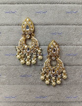 VeronuiQ Trends-Traditional Chandbali Design Gold Plated Polki Earrings  - £74.53 GBP
