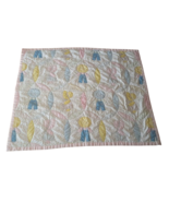 Vintage Holly Hobby Handmade Baby Quilt Blanket / Throw, Pink Blue Yellow, - £15.17 GBP