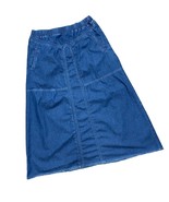 Womens Denim Skirt Pull On Raw Hem Top Stitched Pockets Elastic Waist 34... - $326.26 MXN