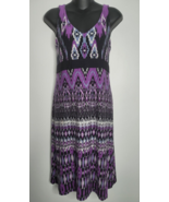 Athleta Womens Medium Sun Dress Sleeveless Purple Built in Bra V-Neck Aztec - £19.95 GBP