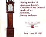 Fine Arts Co Auction Catalog Furniture Paintings Porcelain 1982 Philadel... - $24.72