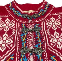 Norm Thompson Women’s Sweater Size M/P Cardigan Fair Aisle Metal Buckle EUC - £20.14 GBP