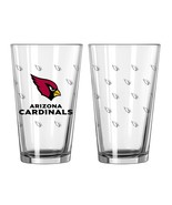 Caseys NFL Arizona Cardinals Satin Etch 16 oz Pint Glass Set NEW  - £13.48 GBP