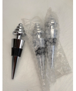 Pack of 3 Stainless Steel Metal Wine Bottle Topper Decanter Stopper Plug... - $16.84 CAD