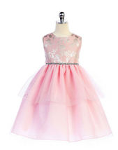 Sweet Pink Embroidered Bodice, Tiered Flower Girl Party Dress, Crayon Ki... - £39.86 GBP