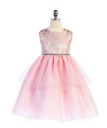 Sweet Pink Embroidered Bodice, Tiered Flower Girl Party Dress, Crayon Ki... - £39.95 GBP