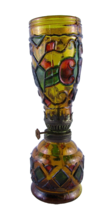 Vintage Amber Sail Boat Brand Oil Lamp Red and Green Glass Made In Hong Kong - £10.49 GBP