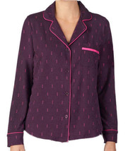 DKNY Womens Super Soft Printed Notch Collar Top Size Medium Color Purple - £19.10 GBP