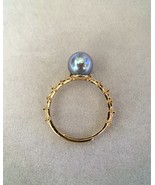 7.5-8mm Japanese Blue Rose Madama Akoya Pearl Ring Star-Cut Link S925 Silver - $100.00