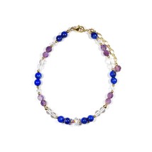Lapis Lazuli Amethyst Clear Quartz American 14K Gold Filled Bracelet Natural Sto - £53.33 GBP