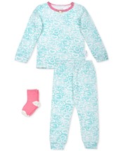 Max &amp; Olivia Infant Girls Heart Print Pajamas And Socks 3 Piece,Blue,12 Months - £23.60 GBP
