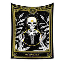 Anyhouz Tapestry Black Yellow Page Of Rings 230X180 cm Tarot Card Psychedelic Sc - £47.08 GBP