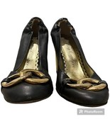 Vintage Juicy Couture Heels Women&#39;s 8.5 Black Leather Mariska Chain Y2K  - $418.15 MXN