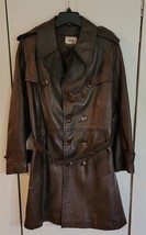 Vtg Mens 40 Jadoli of Israel Brown Distressed Leather Trench Coat Made i... - £45.94 GBP