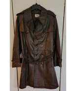 Vtg Mens 40 Jadoli of Israel Brown Distressed Leather Trench Coat Made i... - £45.96 GBP