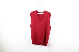 Vintage 70s Streetwear Mens Size Large Blank Knit V-Neck Sweater Vest Re... - $33.62