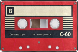 Kiuloam Vintage Cassette Tape Red Non-Slip Area Rug for Living Room Bedroom Floo - £26.32 GBP