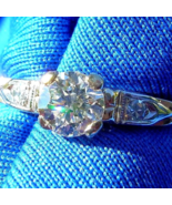EARTH MINED DIAMOND Deco Engagement RING ORIGINAL Vintage Solitaire 14K ... - $2,465.25
