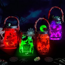 4 Set Halloween Lantern Craft Kit for Kids Include Flickering Flameless Candles, - £25.55 GBP