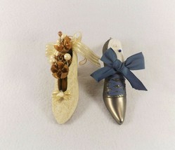 Set of 2 Miniature Shoes Ornaments/Pin Cushion Displayed Only/Closed Case - $13.98