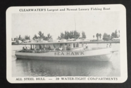 Sea Hawk Luxury Fishing Boat B&amp;W Clearwater Beach Florida FL UNP Postcard c1950s - $9.99