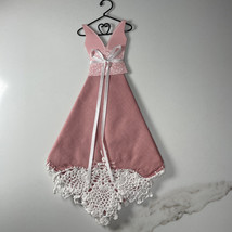 Ganz Bridal Bridesmaid Lace Hanky Handkerchief Rose Pink Dress Shape on ... - $9.72