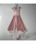 Ganz Bridal Bridesmaid Lace Hanky Handkerchief Rose Pink Dress Shape on ... - $13.20 CAD