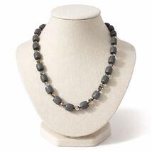 Vintage Gray Glass Bead Necklace With Faceted Crystal Spacers Floral Cla... - $16.20