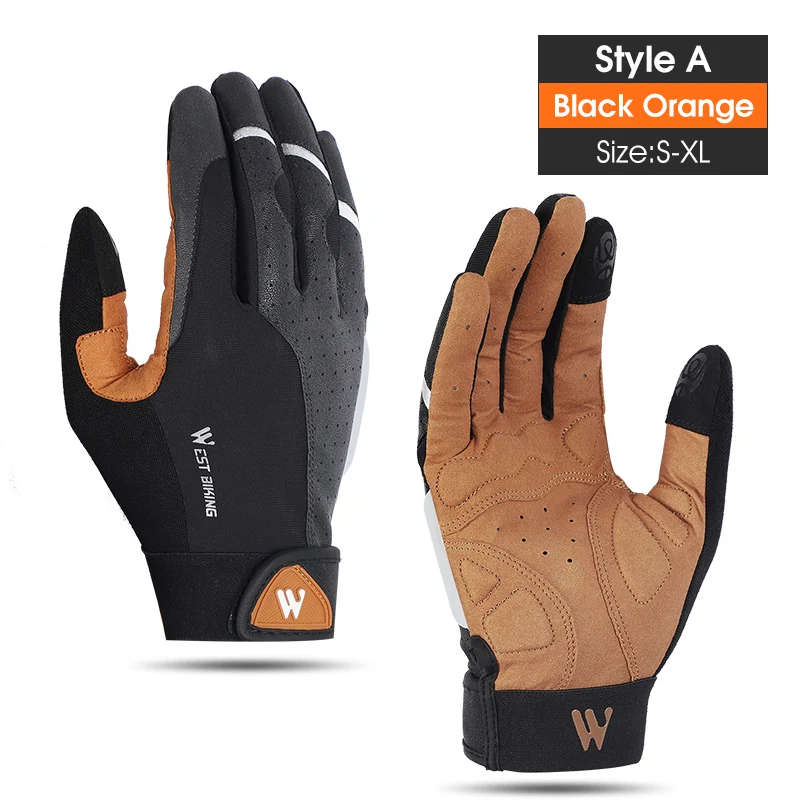 WEST BI Mountain Bike Full Finger Glove Non-slip Shockproof Touch Glove Golf Cyc - £100.36 GBP