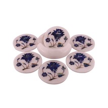 Marble Coffee Tea Coaster Set Semiprecious Stone Inlay Patio Tables Decor Gifts  - £127.37 GBP
