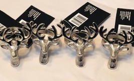 Robert Stanley Silver Stag Deer Elegant Napkin Ring Holders Set of 4 - £15.78 GBP