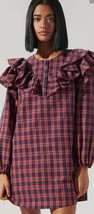 NWT Sold out Sugarlips Laura Plaid Henley Ruffle Yoke Shift Dress- Chris... - $51.75