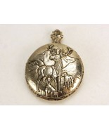 Genova Pocket Watch, Silver Tone, Stag Deer w/Hunt Dogs, Parts/Repair, J... - $9.75