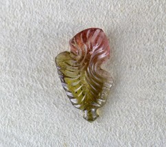Finest Natural Multi Tourmaline Carved Leaf 14.10 Cts Gemstone Ring Pendant - £78.97 GBP