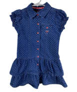 Guess Jeans Denim Dress Girls Size 5 Button Up Ruffle Hem Polka Dot Y2K ... - $365.86 MXN