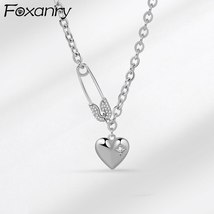 FOXANRY Silver Color Sweater Necklace for Women Trendy Elegant Charm Vintage Sim - £12.72 GBP