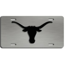Texas longhorn aluminum license plate car truck SUV tag black and grey - £12.84 GBP