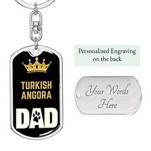 Cat Keyring Gift Turkish Angora Cat Dad King Swivel Keychain Stainless Steel Or  - £32.60 GBP