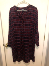 NEW Lands End Womens Plus SZ 18W Pintuck Plaid Midi Dress Long Sleeve Modest - £17.79 GBP