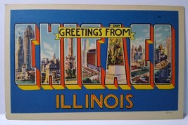 Greetings From Chicago Illinois Large City Letter Postcard Linen Tichnor Unused - £11.50 GBP