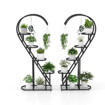 5 Tier Metal Plant Stand with Hanging Hook for Multiple Plants-Black - C... - $176.10