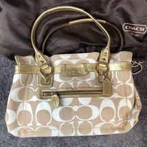 COACH Signature Handbag C. PENELOPE SHANTUNG Shoulder Bag 13289 Beige Tote - £51.13 GBP