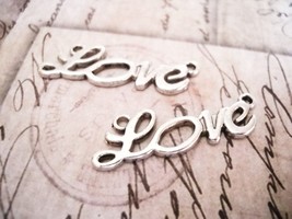 Word Connector Pendants Antiqued Silver LOVE Charms Love Connectors 10/25 - $2.28 CAD+