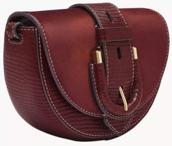 Fossil Harwell Small Flap Crossbody Bag Dark Red Leather and Suede ZB193... - $89.09